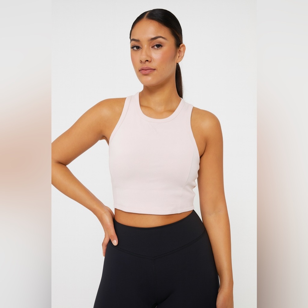 Feat‎ Women’s Long Line Sports Bra Crop Top Light Pink Large